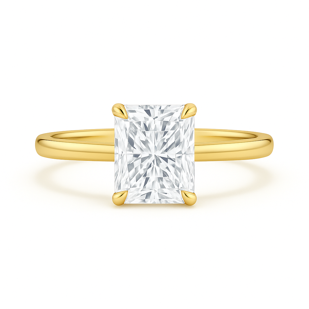 Radiant Solitaire with Hidden Halo Engagement Diamond Ring AG & CO Jewellery