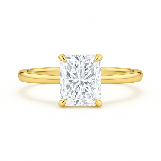 Radiant Solitaire with Hidden Halo Engagement Diamond Ring AG & CO Jewellery