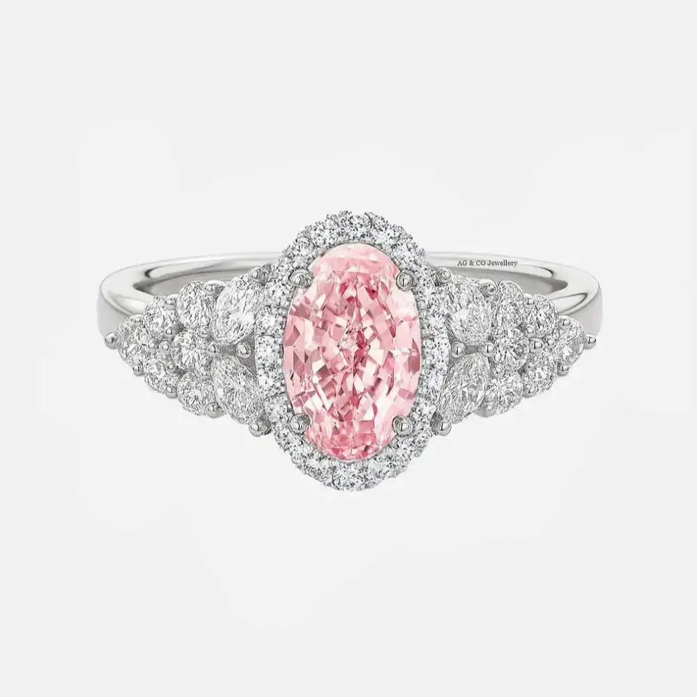 CELESTINA Pink Oval Diamond Cluster AG & CO Jewellery