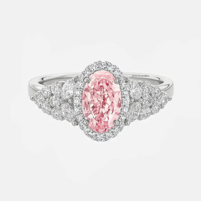 CELESTINA Pink Oval Diamond Cluster AG & CO Jewellery