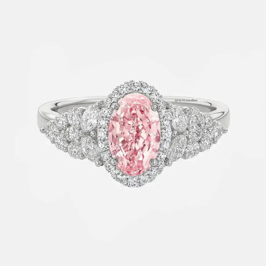 CELESTINA Pink Oval Diamond Cluster AG & CO Jewellery
