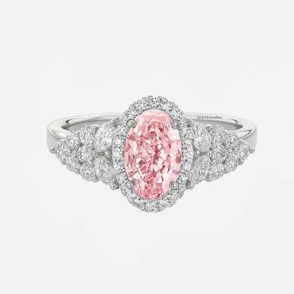 CELESTINA – Pink Oval Diamond with Side Marquise Diamond Cluster AG & CO Jewellery