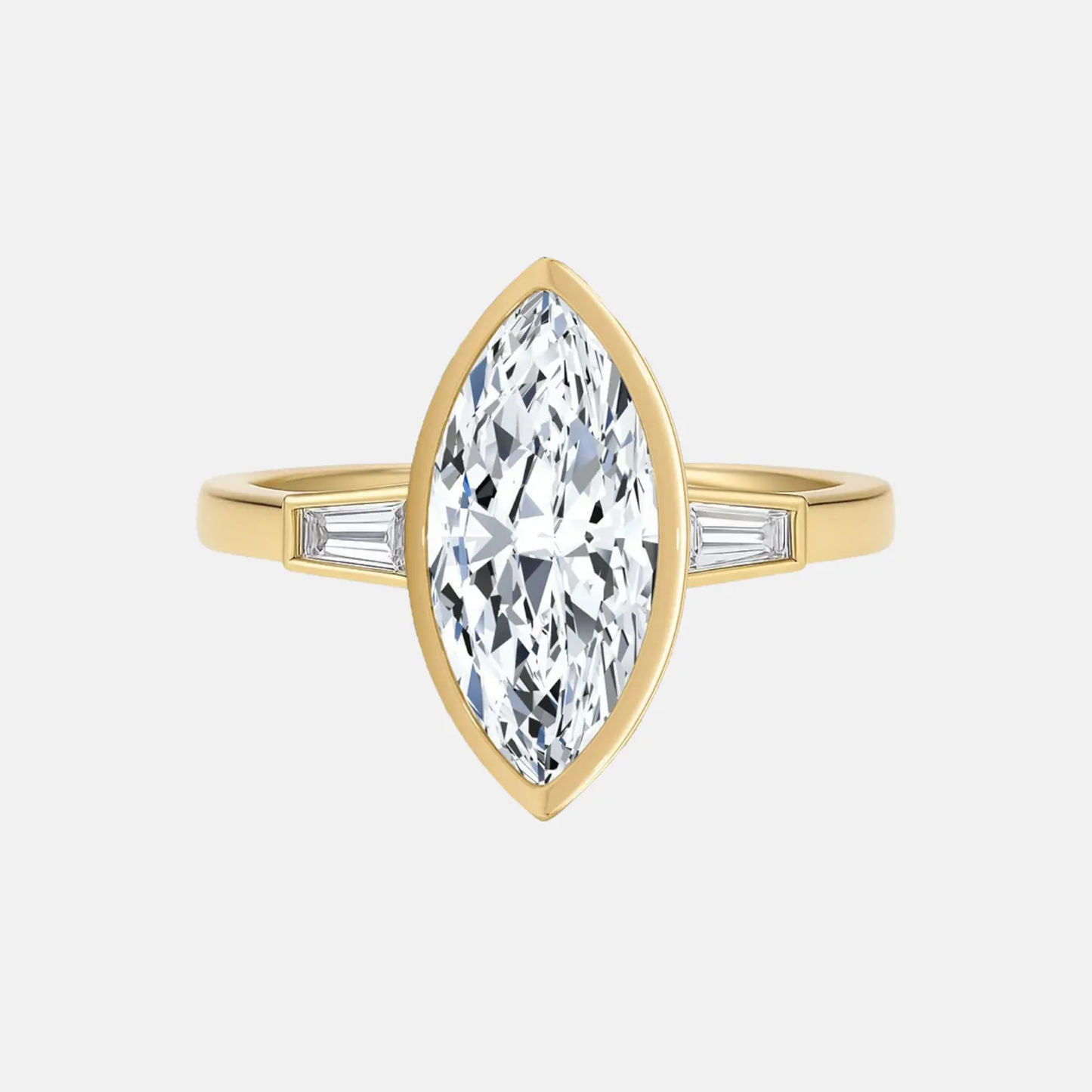 clarisse marquise & baguette trilogy bezel ring ag & co jewellery