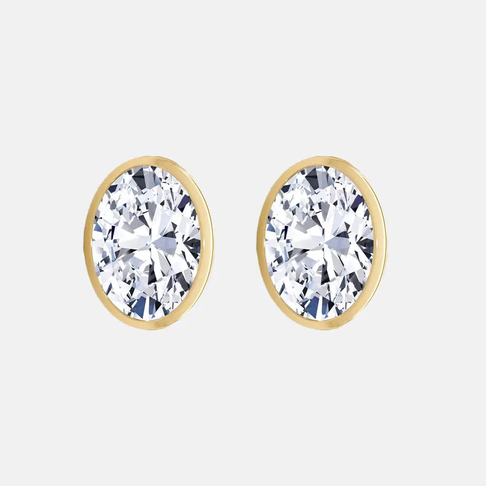 CLASSIC Oval Bezel Stud Diamond Earrings AG & CO Jewellery