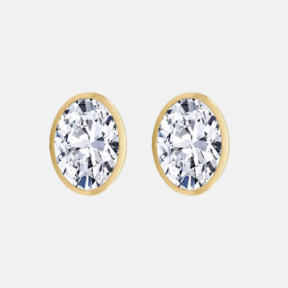 CLASSIC Oval Bezel Stud Diamond Earrings AG & CO Jewellery