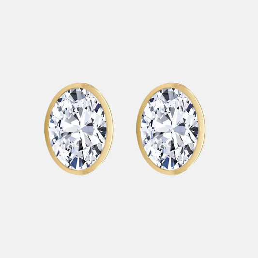 CLASSIC Oval Bezel Stud Diamond Earrings AG & CO Jewellery