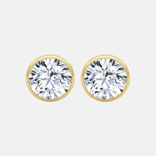 CLASSIC Round Bezel Diamond Stud Earrings AG & CO Jewellery