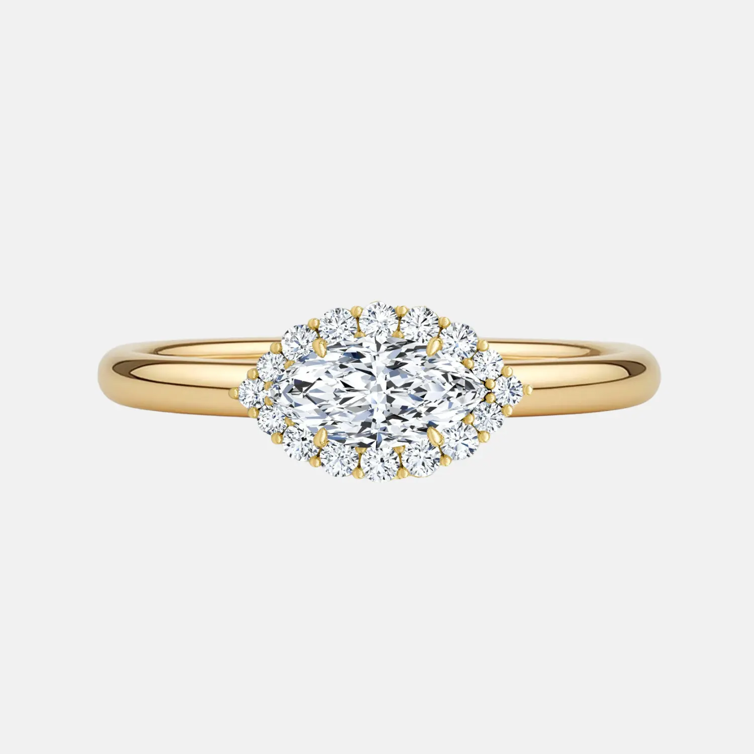 COLETTA east-west marquise halo engagement ring AG & CO Jewellery