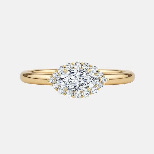 COLETTA east-west marquise halo engagement ring AG & CO Jewellery
