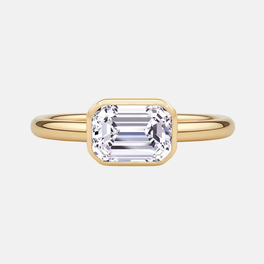 COLETTE emerald east-west bezel ring AG & CO Jewellery