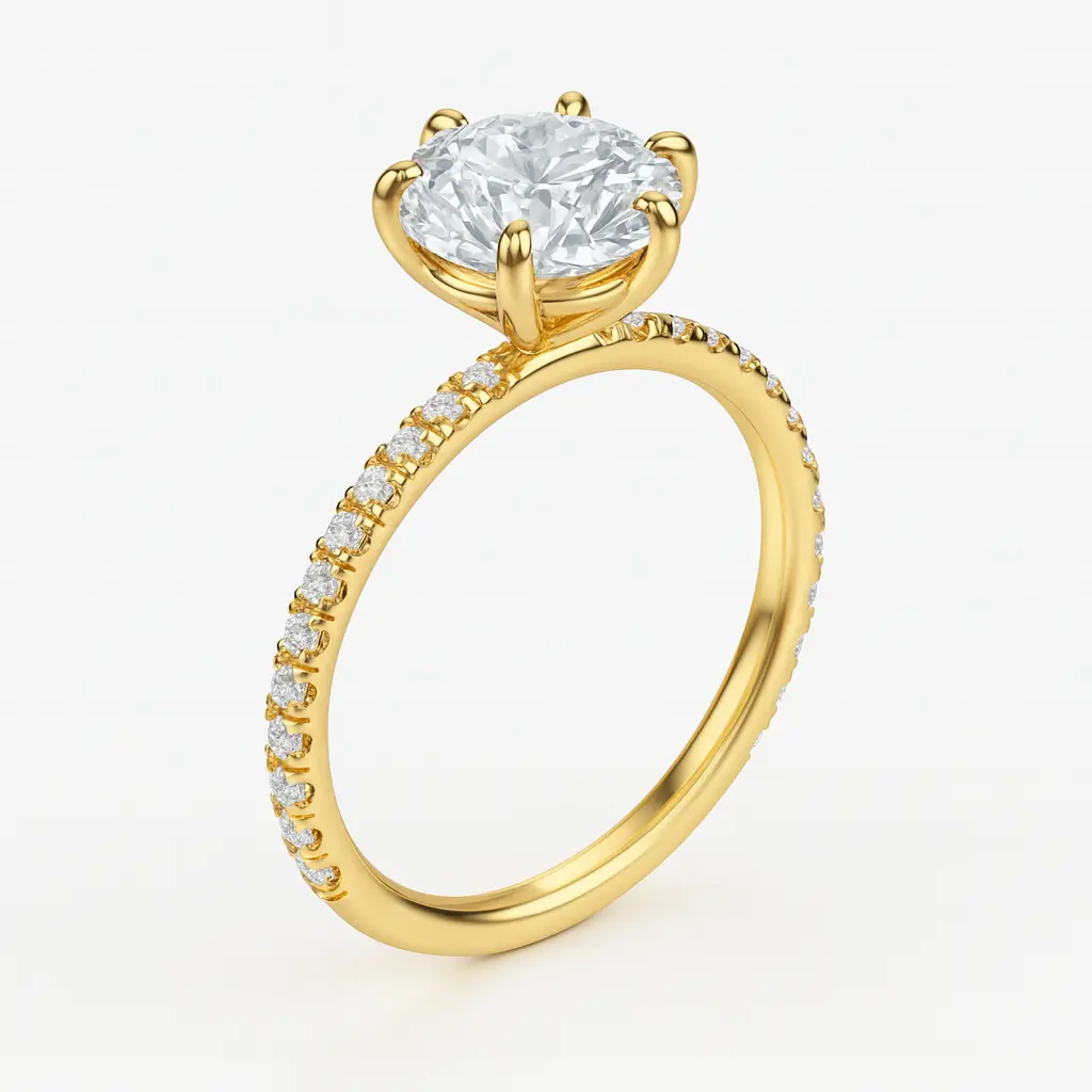 CORINNE six-prong pavé solitaire engagement ring AG & CO Jewellery