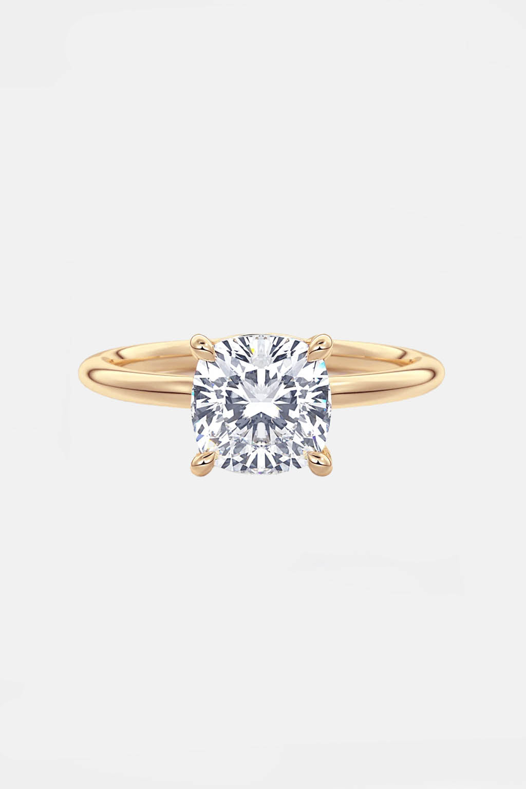 Cushion Solitaire Cathedral Lab Grown Diamond Engagement Ring 14K Solid Yellow Gold AG & CO Jewellery