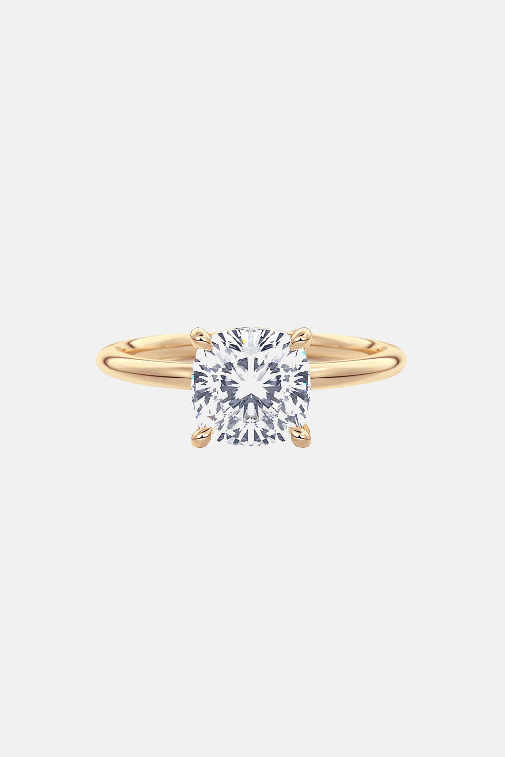 cushion solitaire cathedral lab grown diamond engagement ring 14k solid yellow gold ag & co jewellery