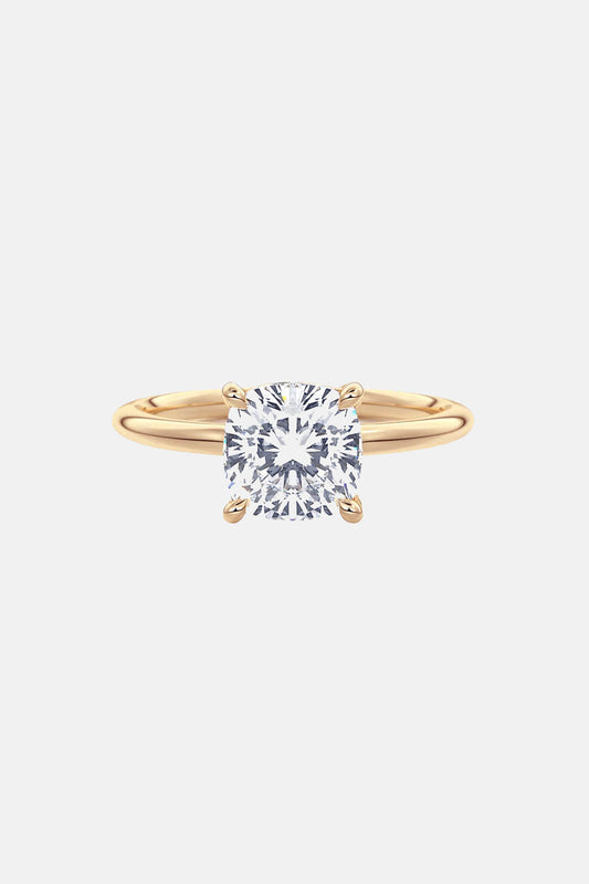 Cushion Solitaire Cathedral Lab Grown Diamond Engagement Ring 14K Solid Yellow Gold AG & CO Jewellery