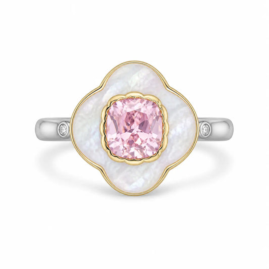 Camellia Pink Cushion & Mother-of-Pearl Ring