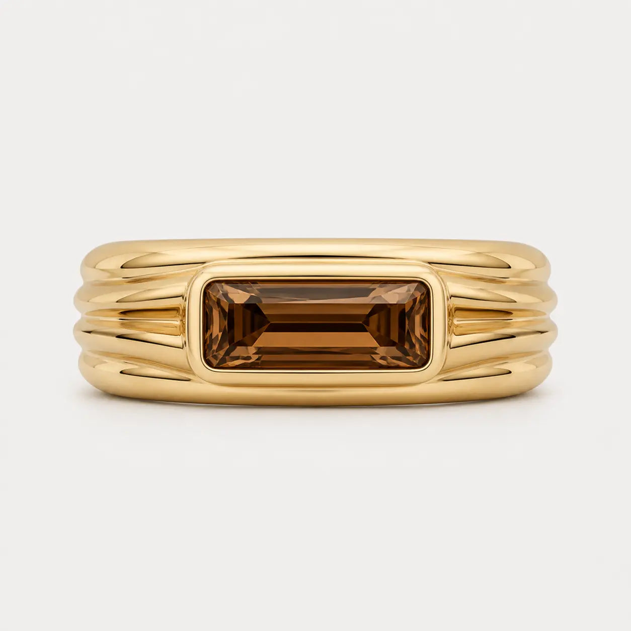 Canyon Emerald Smoky Quartz Ribbed Band