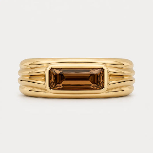 Canyon Emerald Smoky Quartz Ribbed Band