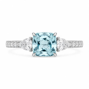 Celeste Aquamarine Cushion & Pear Diamond Ring