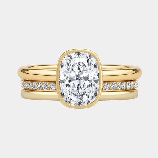 Celeste Cushion Triple Band Bezel Engagement Ring AG & CO Jewellery