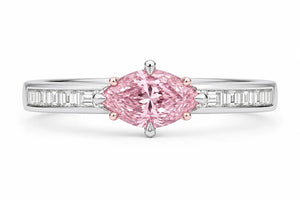 Celestine East-West Pink Marquise Baguette Ring