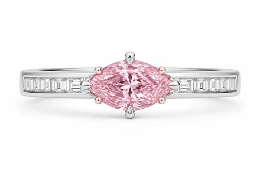 Celestine East-West Pink Marquise Baguette Ring