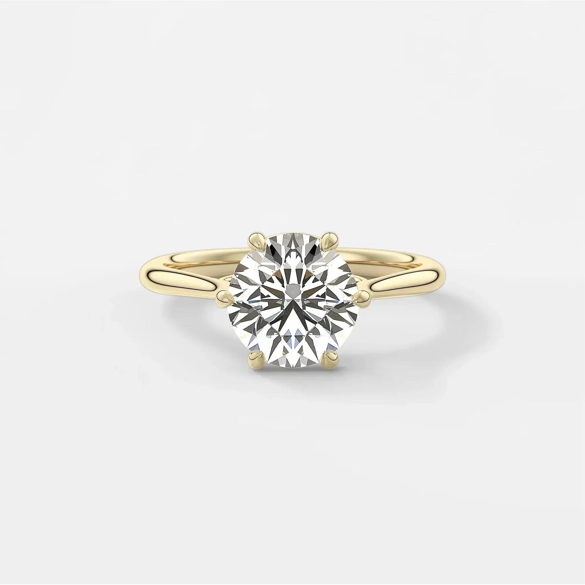 6 Prong Round Solitaire Engagement Ring 18K Solid Yellow Gold AG & CO Jewellery