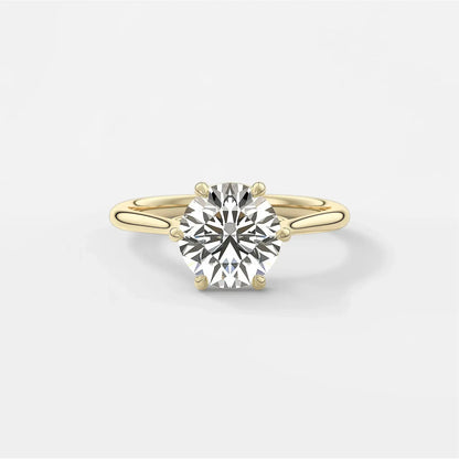 6 Prong Round Solitaire Engagement Ring 18K Solid Yellow Gold AG & CO Jewellery
