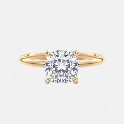 Cushion Solitaire Cathedral Lab Grown Diamond Engagement Ring 14K Solid Yellow Gold AG & CO Jewellery