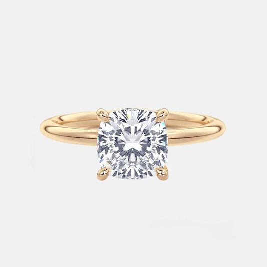 Cushion Solitaire Cathedral Lab Grown Diamond Engagement Ring 14K Solid Yellow Gold AG & CO Jewellery