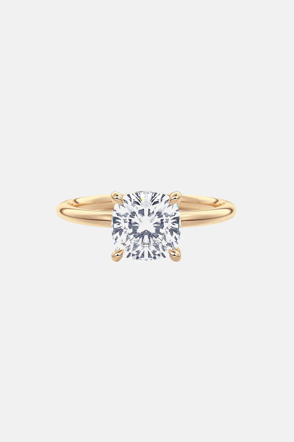 Cushion Solitaire Cathedral Lab Grown Diamond Engagement Ring 14K Solid Yellow Gold AG & CO Jewellery