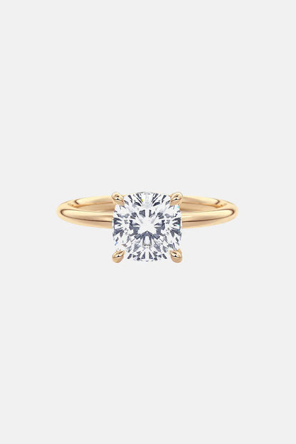 Cushion Solitaire Cathedral Lab Grown Diamond Engagement Ring 14K Solid Yellow Gold AG & CO Jewellery