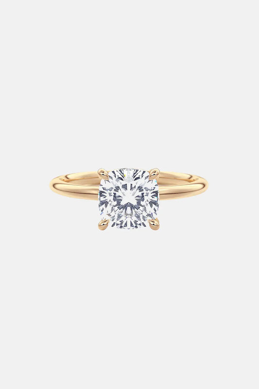 Cushion Solitaire Cathedral Lab Grown Diamond Engagement Ring 14K Solid Yellow Gold AG & CO Jewellery