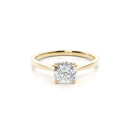 Cushion Solitaire Cathedral Lab Grown Diamond Engagement Ring 14K Solid Yellow Gold - AG & CO Jewellery