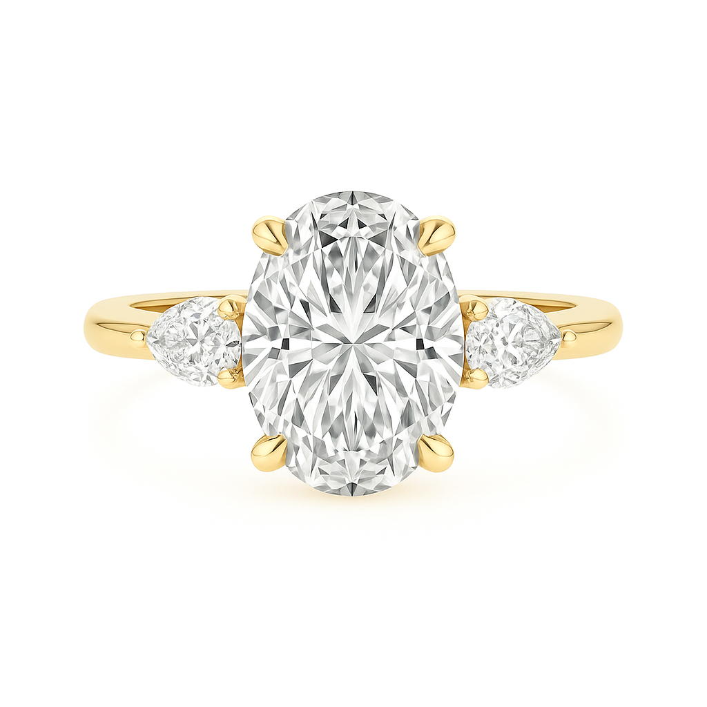 Angelina - Oval and Pear Trilogy Diamond Engagement Ring AG & CO Jewellery