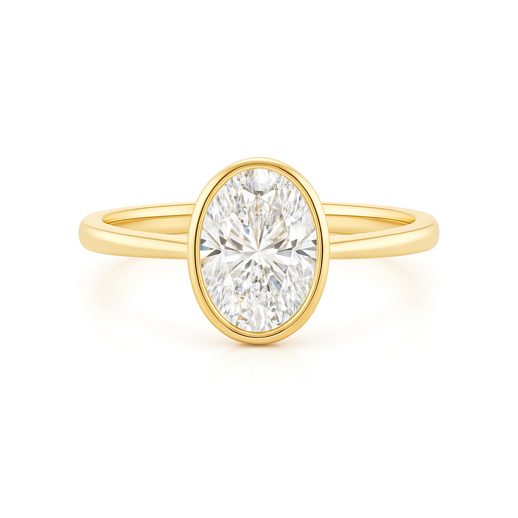 Elle - Bezel Set Oval Solitaire Engagement Ring Setting AG & CO Jewellery