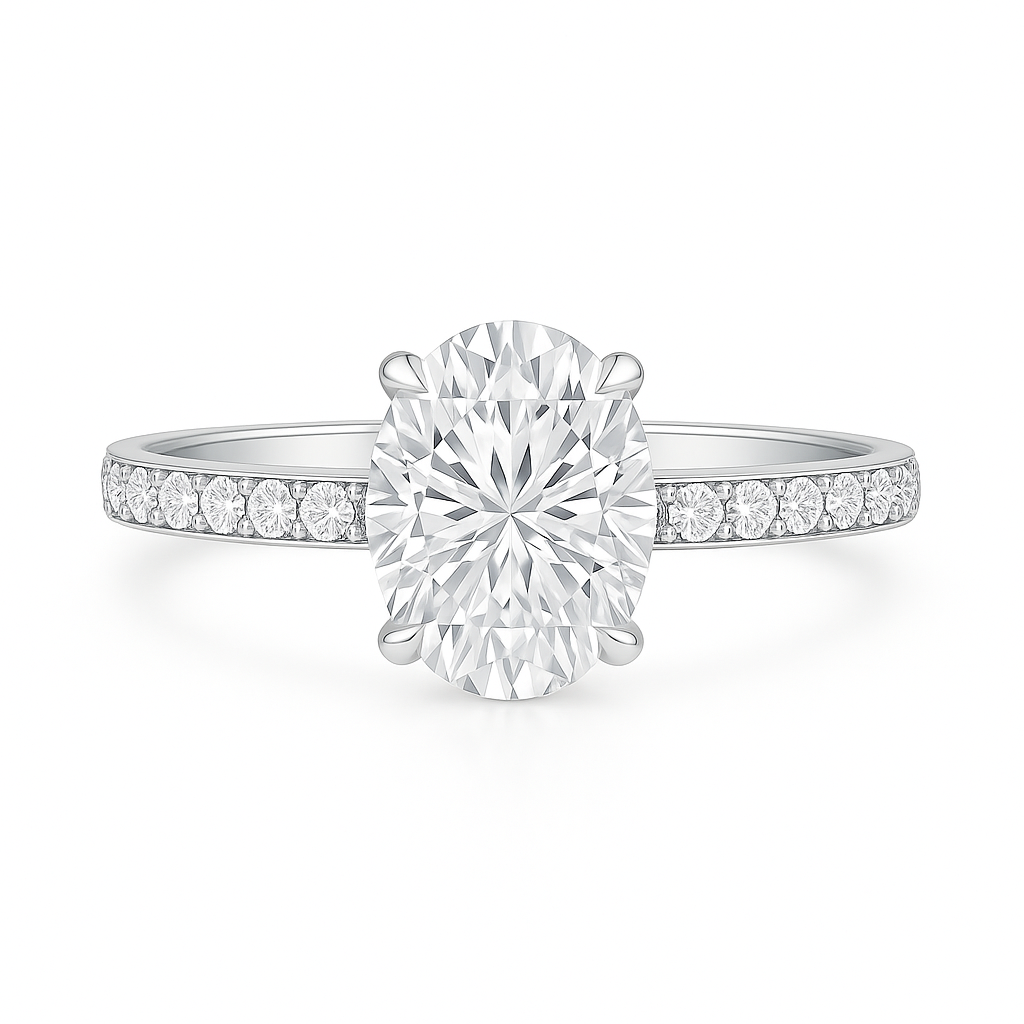 Moissanite Elongated Oval Solitaire Diamond Engagement Ring AG & CO Jewellery