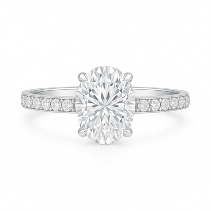 Moissanite Elongated Oval Solitaire Diamond Engagement Ring AG & CO Jewellery