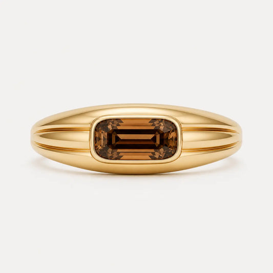 Dune East-West Smoky Emerald Signet Ring