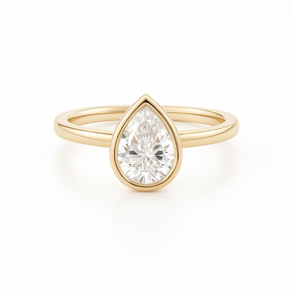 Bezel Pear Solitaire Engagement Ring Setting AG & CO Jewellery