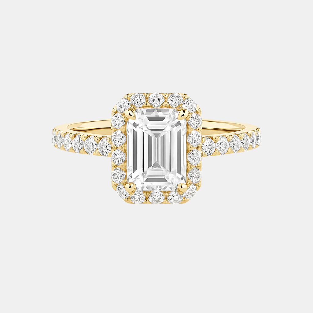 Katrina - Emerald Halo Engagement Ring Setting with Pavé Band AG & CO Jewellery