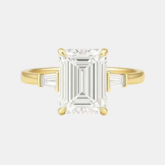 Eva - Emerald Trilogy Solitaire Engagement Ring Yellow Gold AG & CO Jewellery