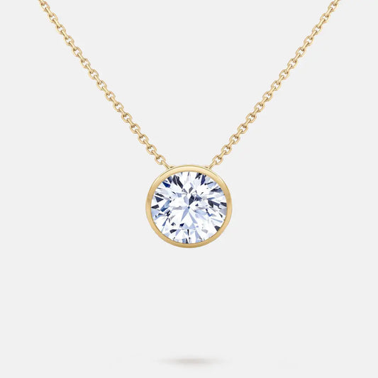 ELARA — Round Brilliant Bezel Pendant Necklace AG & CO Jewellery