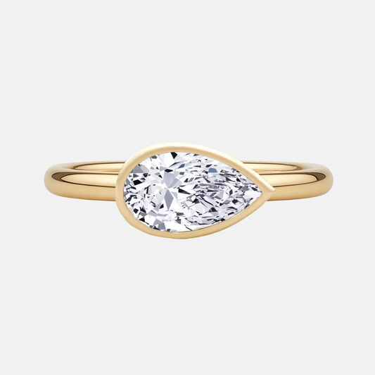 ELARA pear east-west bezel ring AG & CO Jewellery
