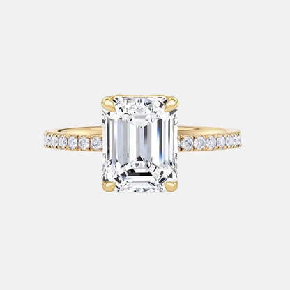 ELIZA emerald hidden halo pavé engagement ring AG & CO Jewellery