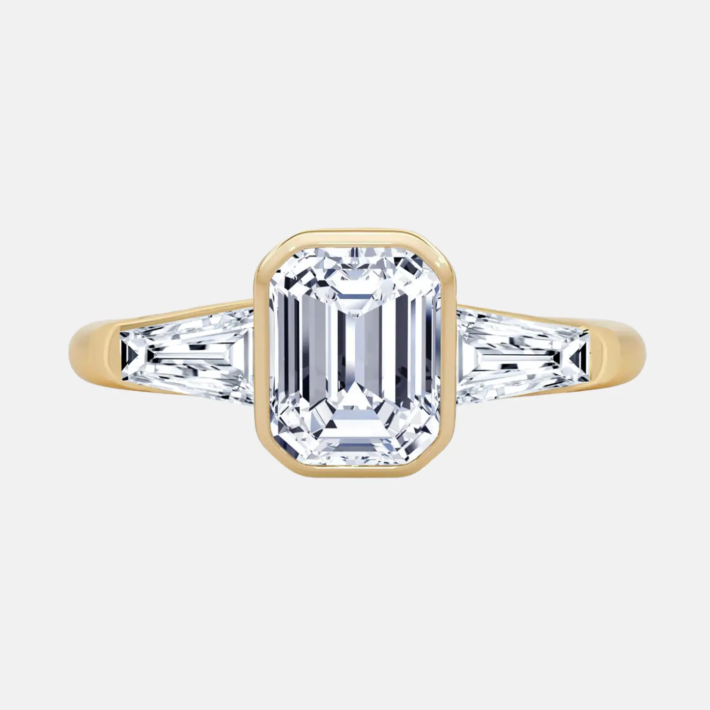 evadora emerald bezel trilogy engagement ring ag & co jewellery