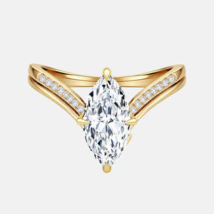 EVELIA Marquise Chevron V-Shaped Ring Set