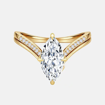 EVELIA Marquise Chevron V Shaped Ring Set AG & CO Jewellery