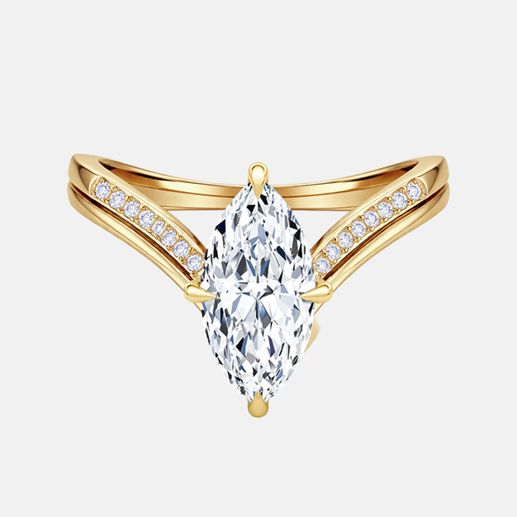EVELIA Marquise Chevron V Shaped Ring Set AG & CO Jewellery