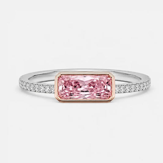 Élan East-West Radiant Pink Diamond Bezel Pavé Ring AG & CO Jewellery