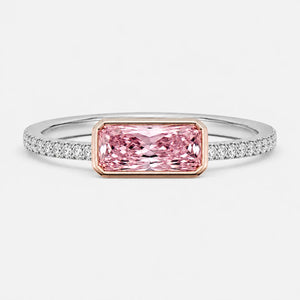 Élan East-West Radiant Pink Diamond Bezel Pavé Ring